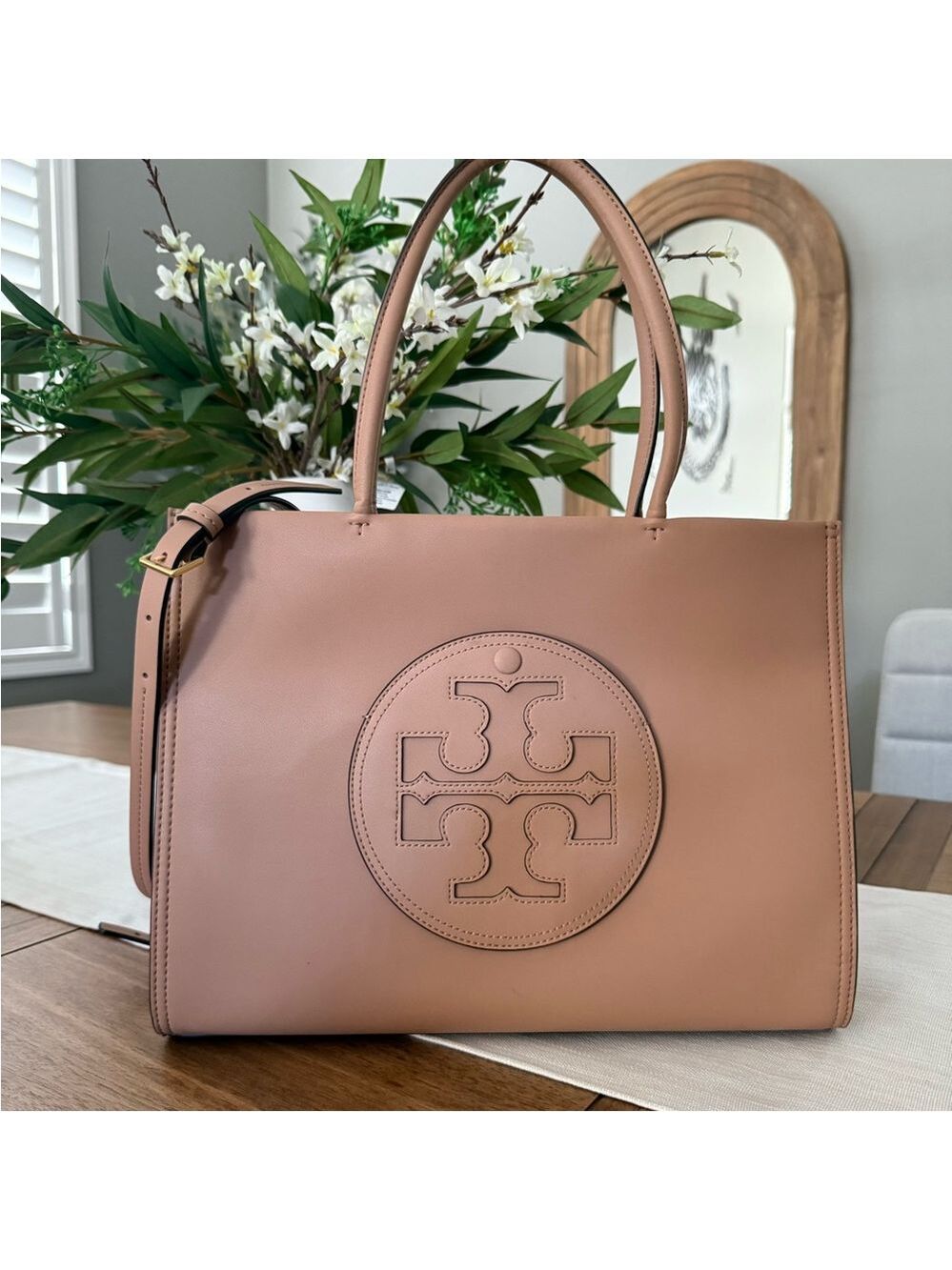 New Tory Burch Ella Bio Mini Small Tote In Sand